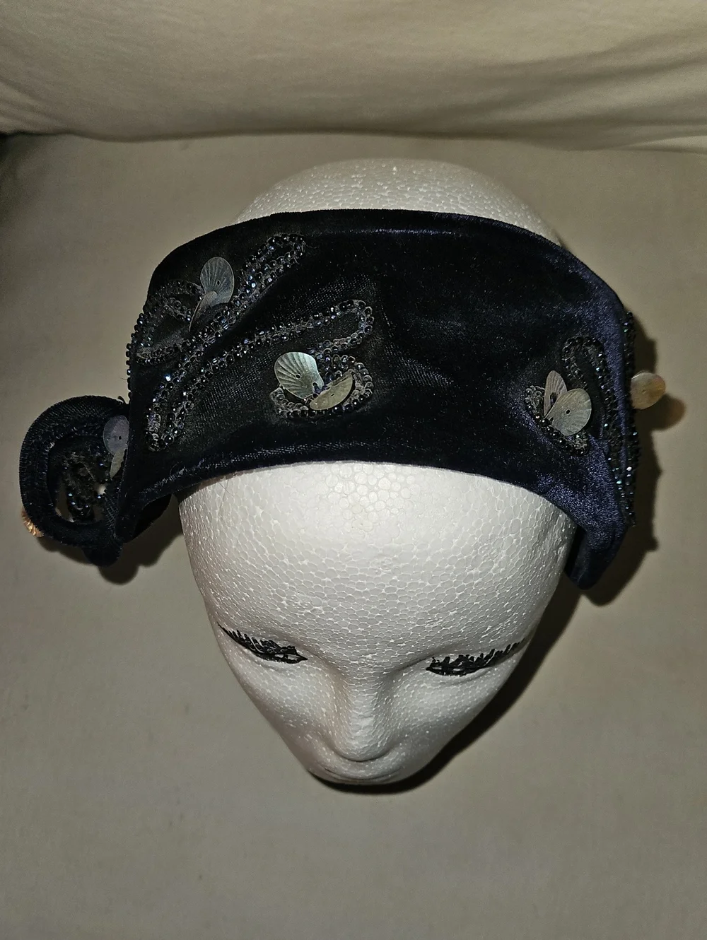 1950s Vintage Navy Blue Head Piece